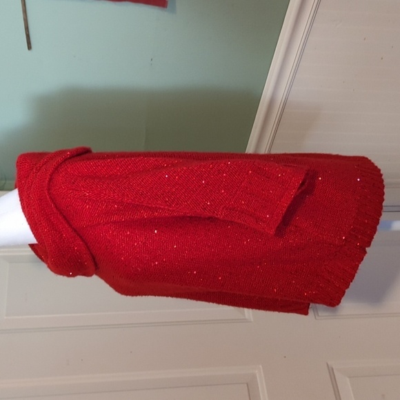 Chico's Red Glitter Holiday Turtleneck Sweater Large Size 3 - Picture 4 of 9